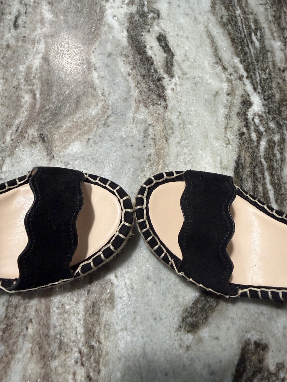 Marc Fisher Black Scalloped Suede Espadrille Wedges - Picture 10 of 10